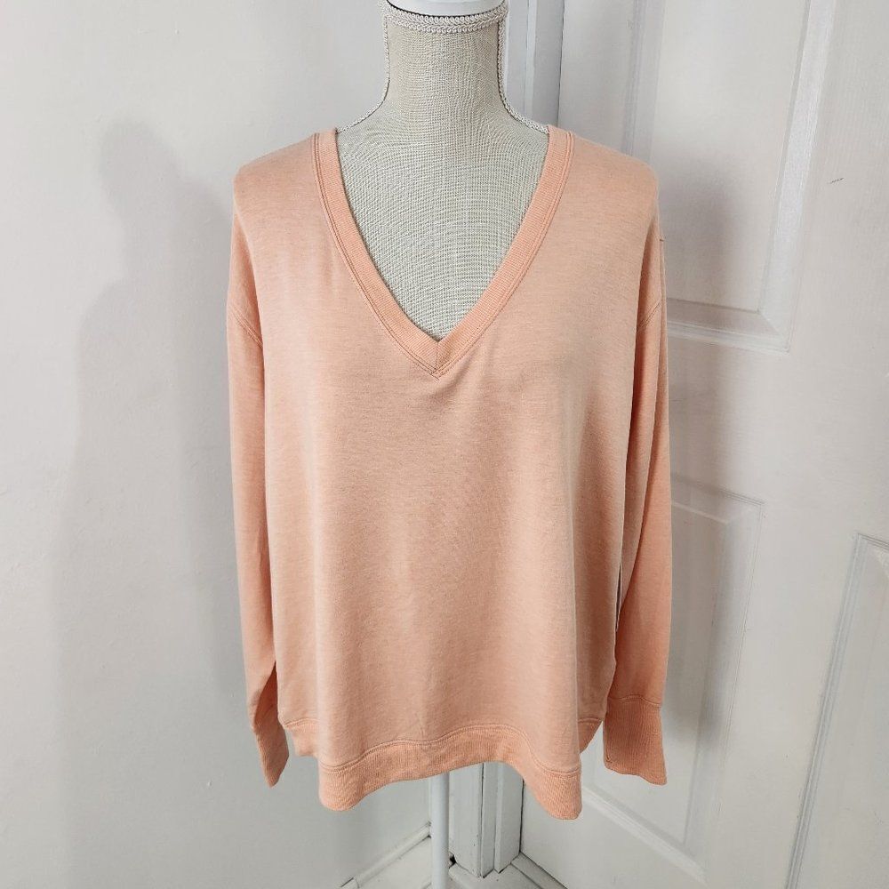 Athleta Sweatshirt Womens 1X Orange Sunrise V Neck Soft Sustainable Breathable
